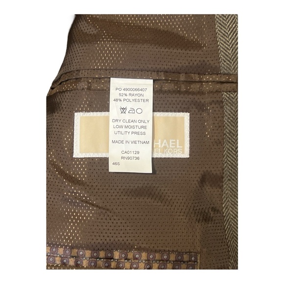 Michael Michael Kors 46S Brown Herringbone Blazer Jacket AG1 - Picture 6 of 6